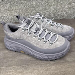 Hoka Gray + Purple Trail Shoes